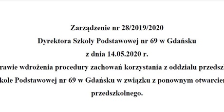 Zarządzenie nr 28/2019/2020 do potwierdzenia wraz z Zarządzeniem