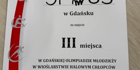 Powiększ grafikę: Dyplom dla SP nr 69 w Gdańsku za zajęcie III miejsca w zawodach sportowych