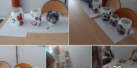  Dziś w naszej szkole odbyły się zajęcia z techniki plastycznej „decoupage”! 