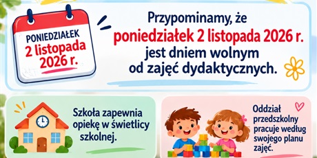 Poniedziałek, 2 listopada 2026 r. – dzień wolny od zajęć dydaktycznych