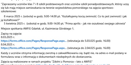 Przekazujemy propozycję AWSiS