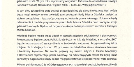 Zaproszenie na Dzień Otwarty Rady Miasta Gdańska 18.09.2021r.